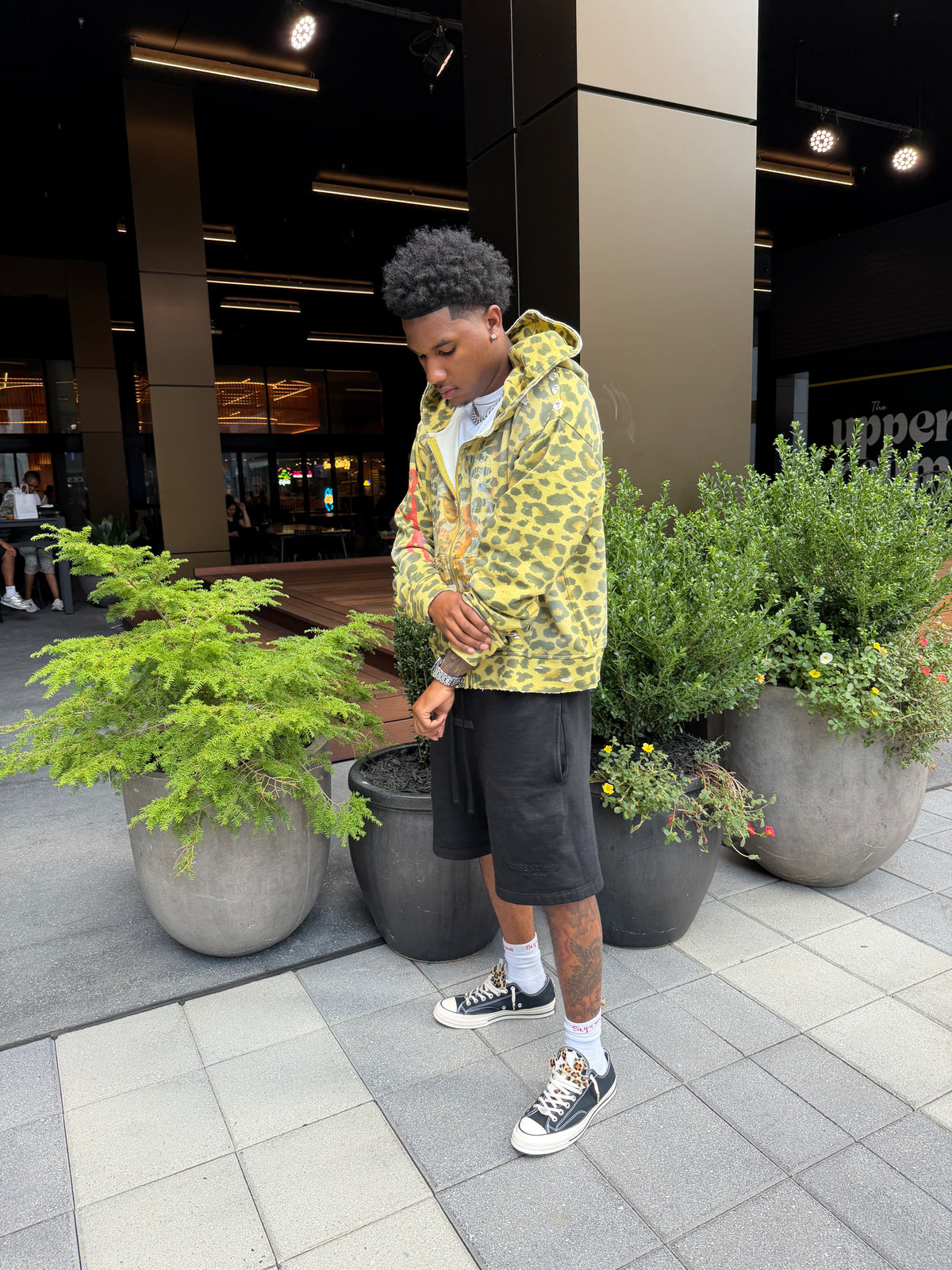Lime Yellow Cheetah Print Zip Up