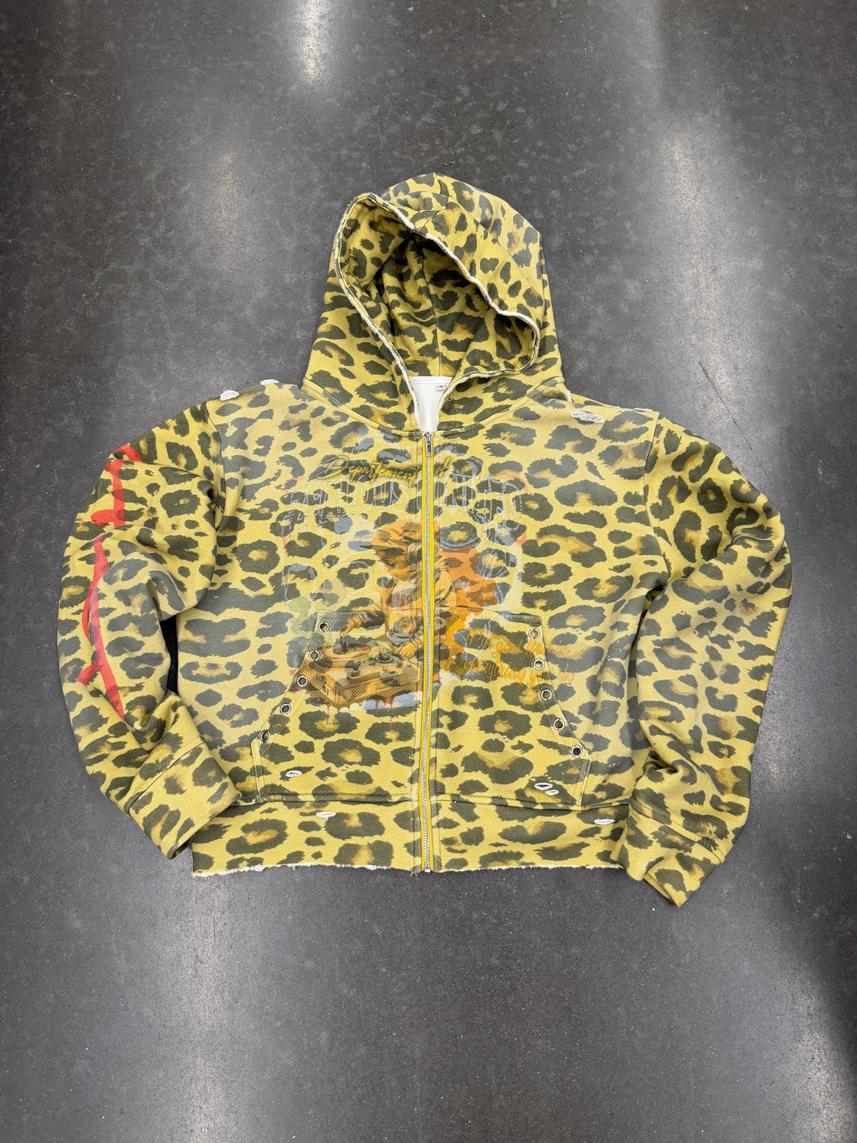 Lime Yellow Cheetah Print Zip Up