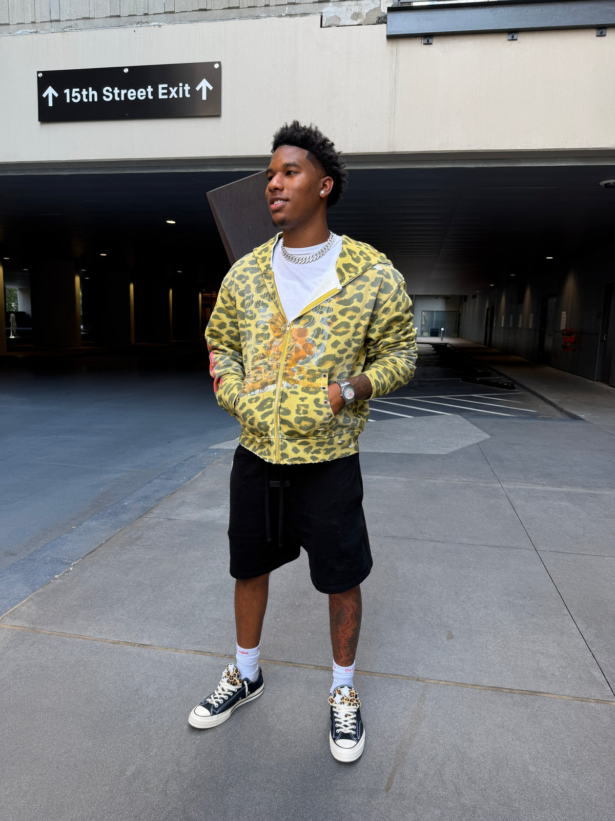 Lime Yellow Cheetah Print Zip Up