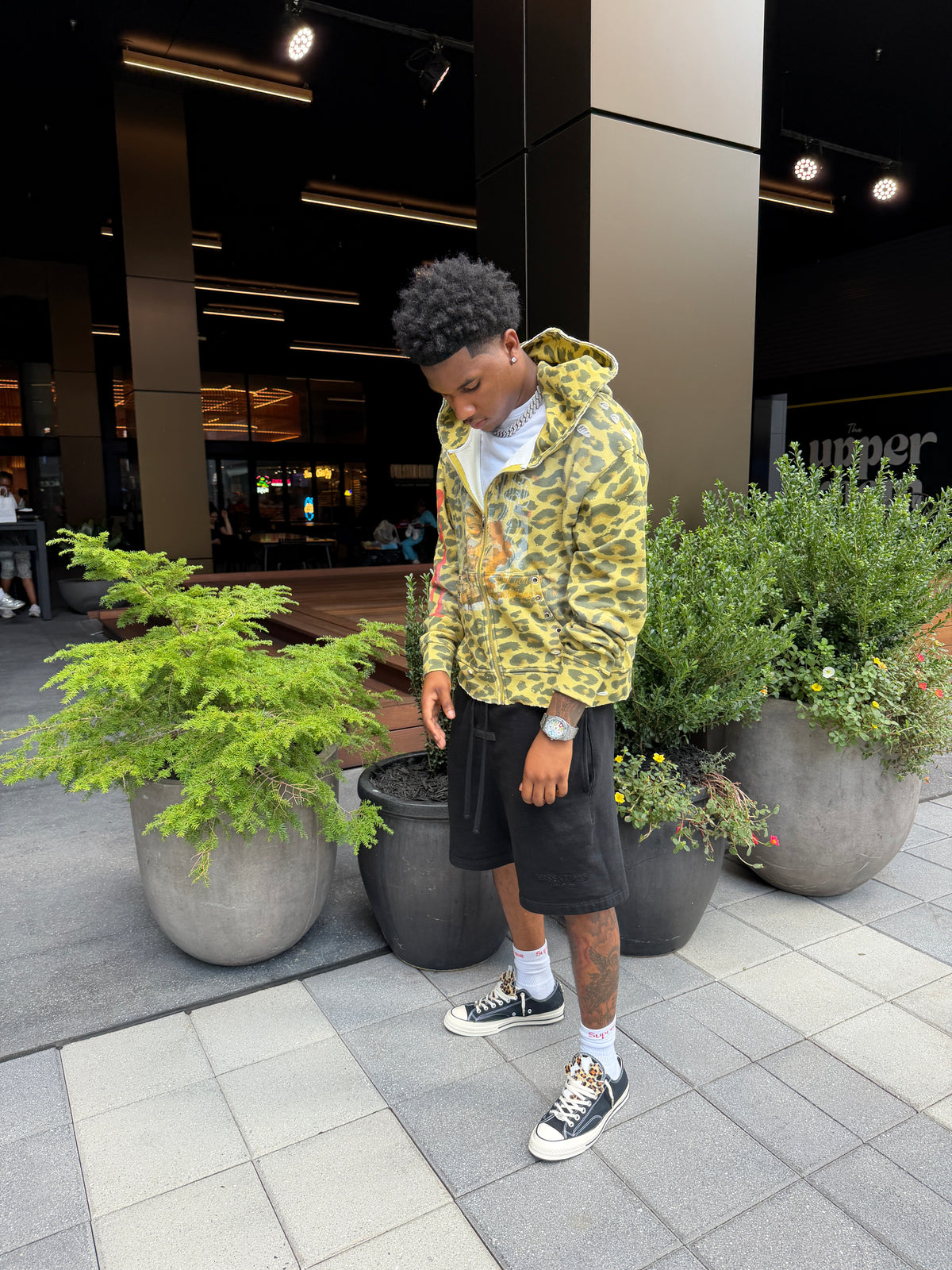Lime Yellow Cheetah Print Zip Up